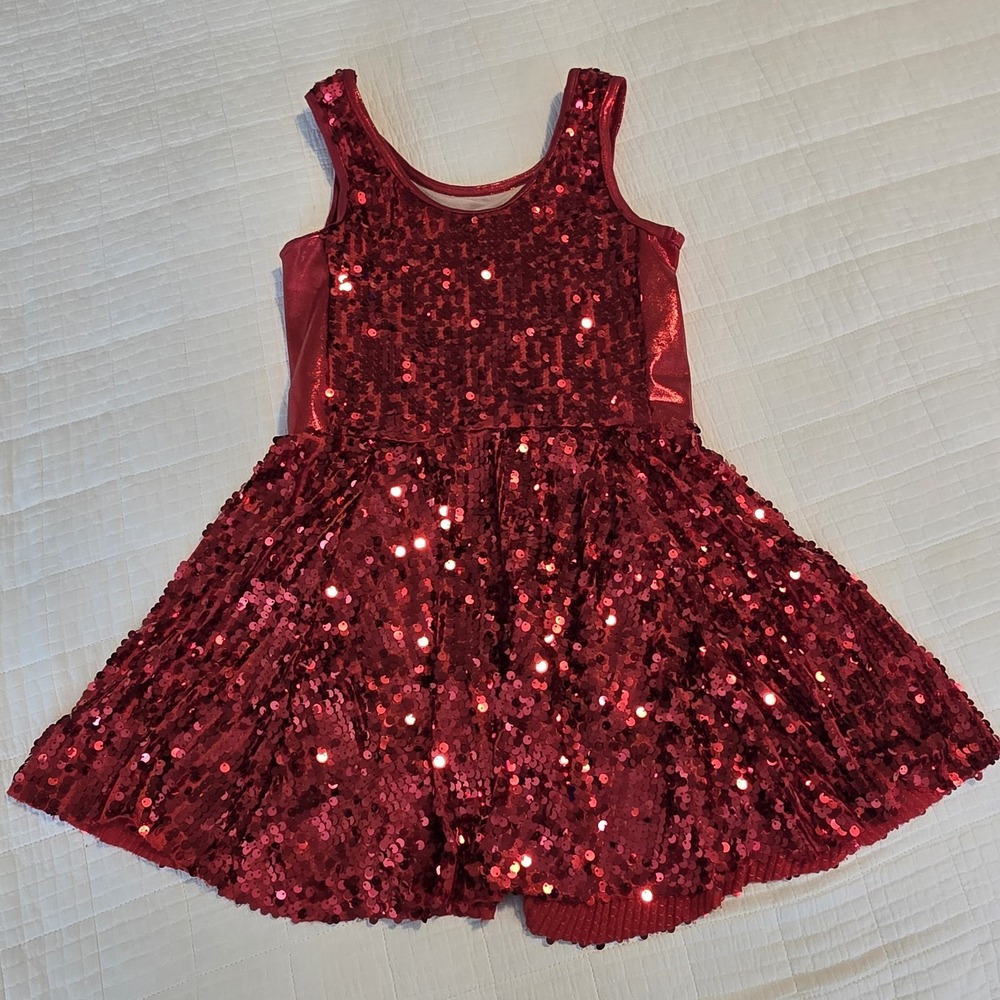 Weissman Girls Dance Costume Red Sequin Size MC Child Great Condition